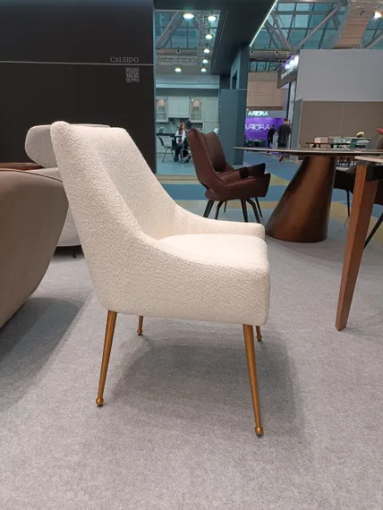 Стул Senna, белое букле с золотыми ножками