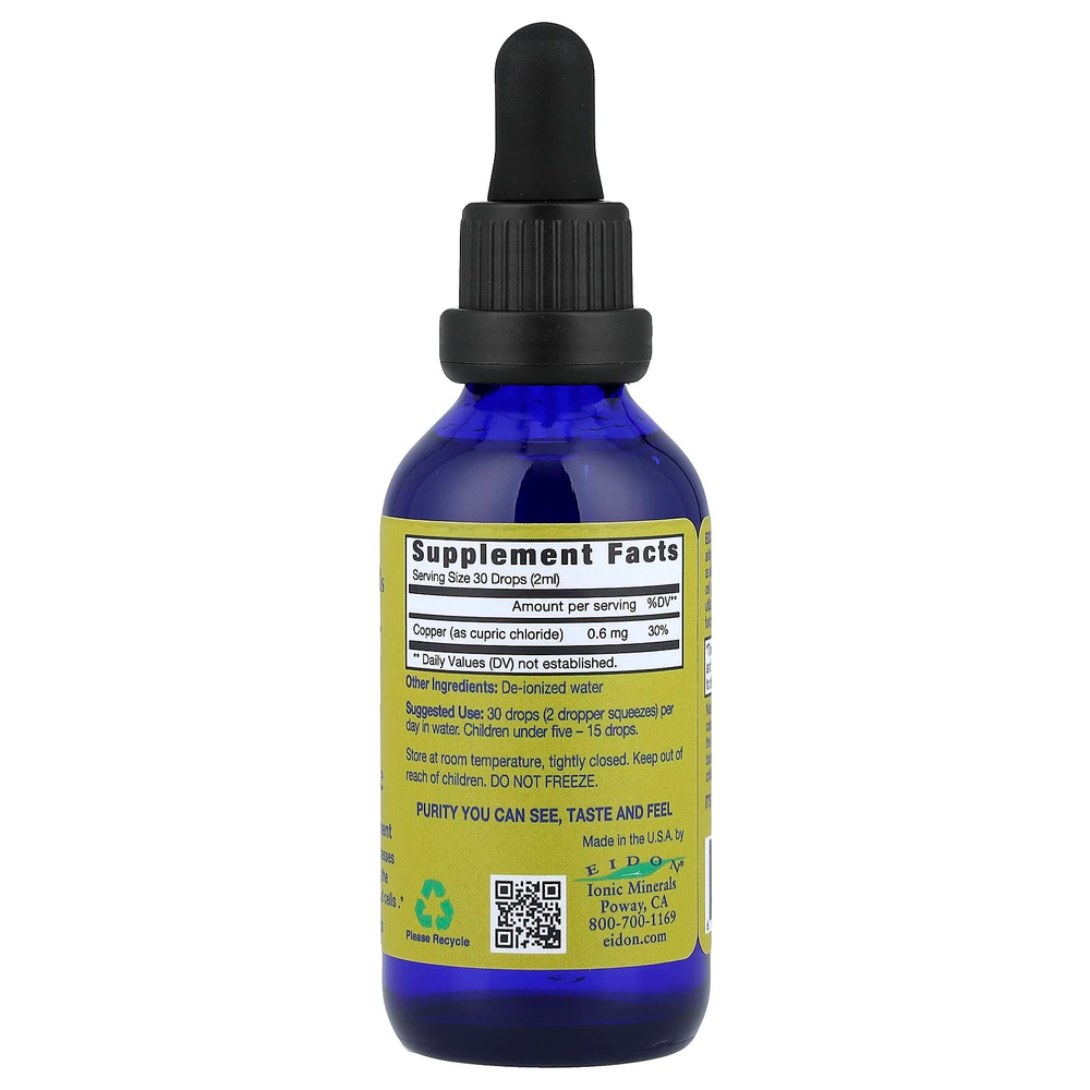 Eidon Ionic Minerals, жидкий концентрат меди, 60 мл (2 унции)