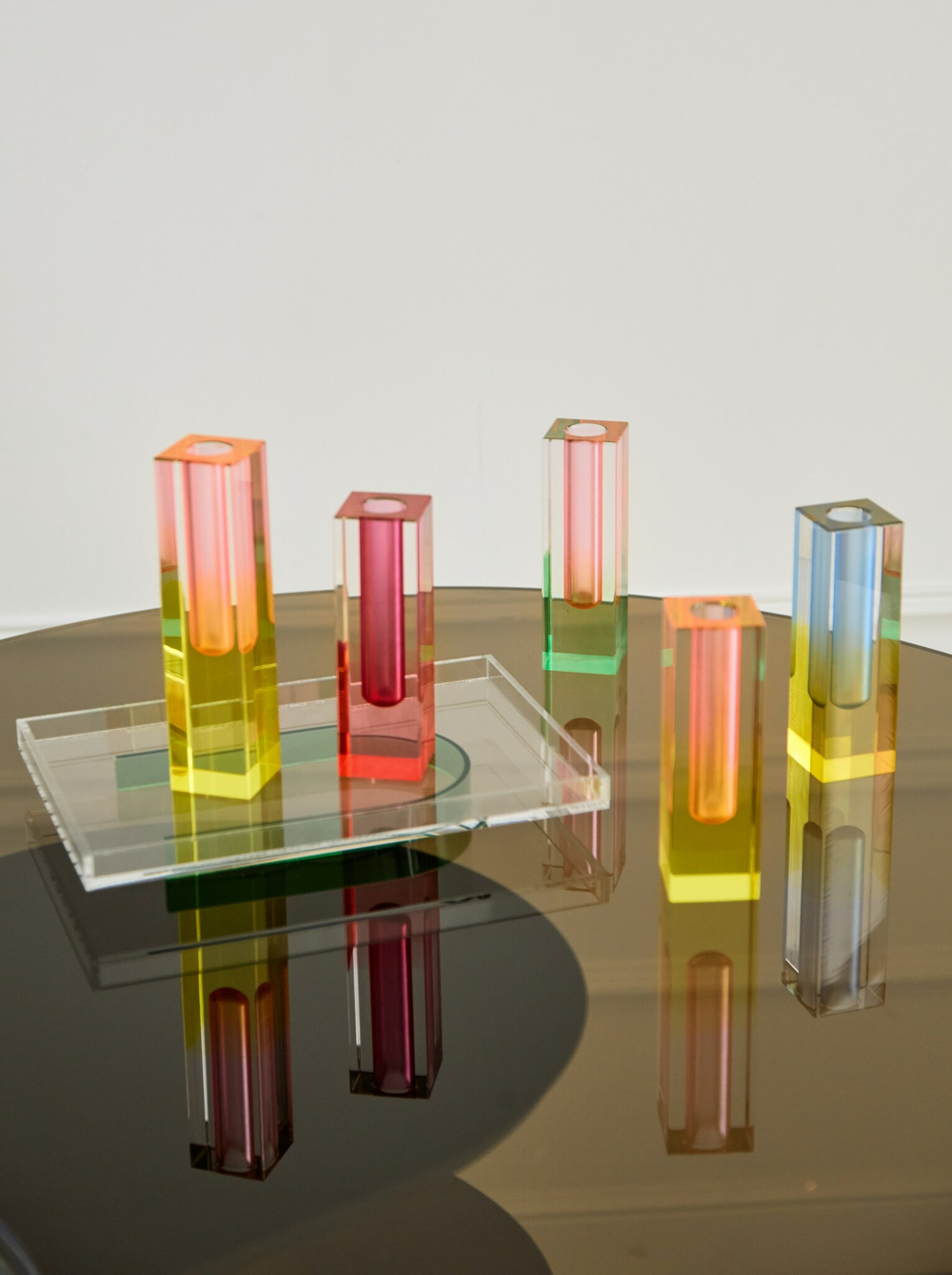 Ваза/Подсвечник из акрила 5 х 5 х 16 Оранжево-желтый