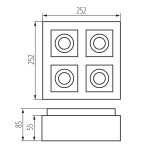 Светильник накладной точечный квадратный STOBI DLP 450-W