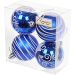 Новогодние шары 6 см (набор 4 шт) «Снежная дымка», Синий