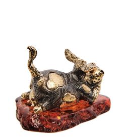 Народные промыслы AM-3007 Фигурка «Корова не скажу» (латунь, янтарь)