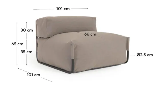 Кресло уличное Square для модульного дивана бежевое