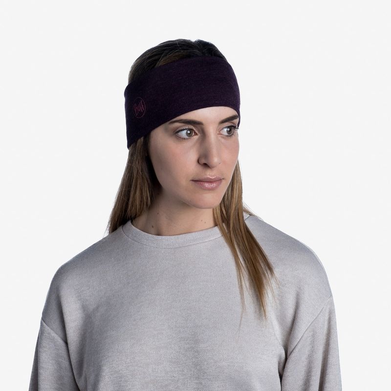 Шерстяная повязка на голову Buff Headband Midweight Wool Solid Deep Purple Фото 2