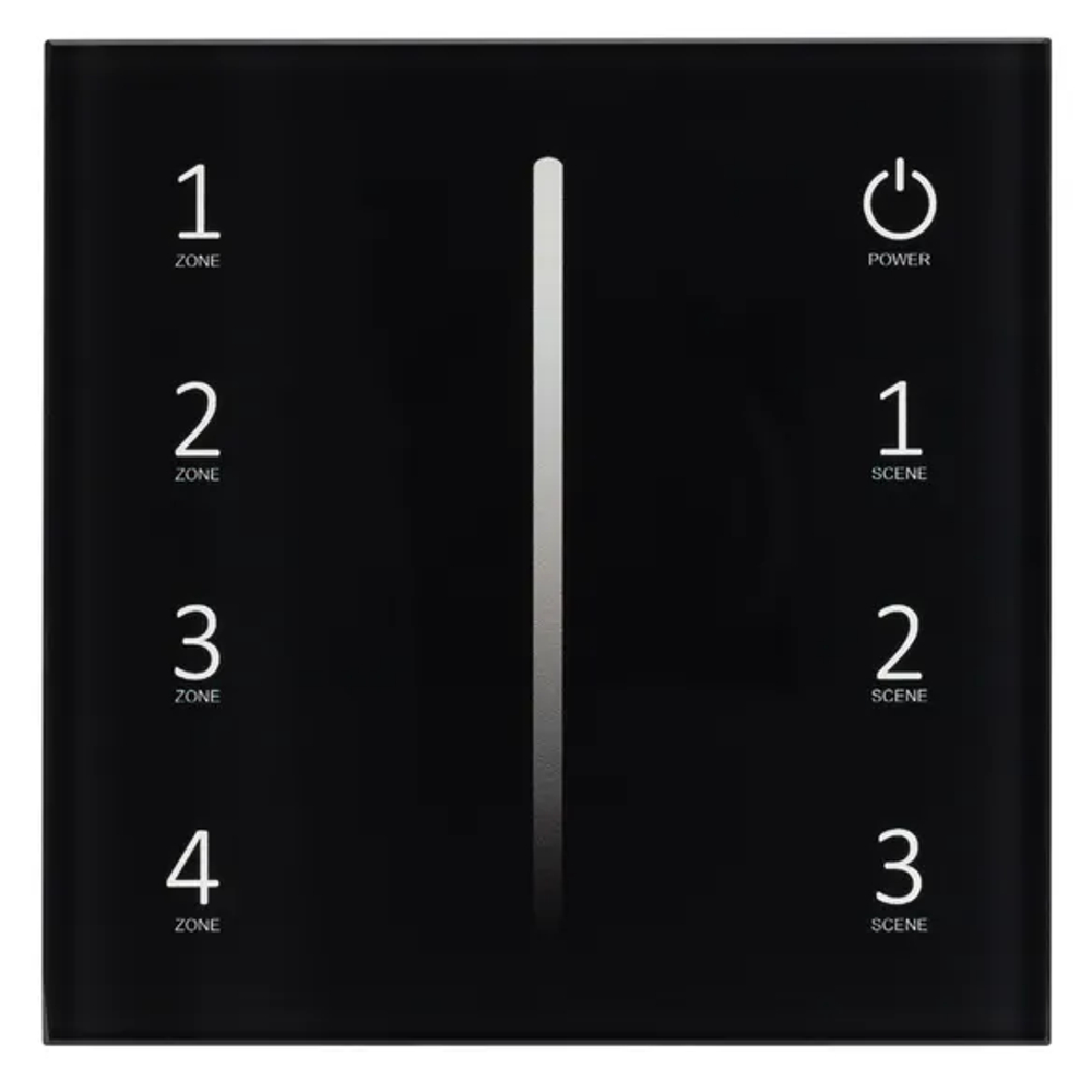 Панель Sens SMART-P17-DIM Black (230V, 4 зоны, 2.4G) (Arlight, IP20 Пластик, 5 лет) 028129