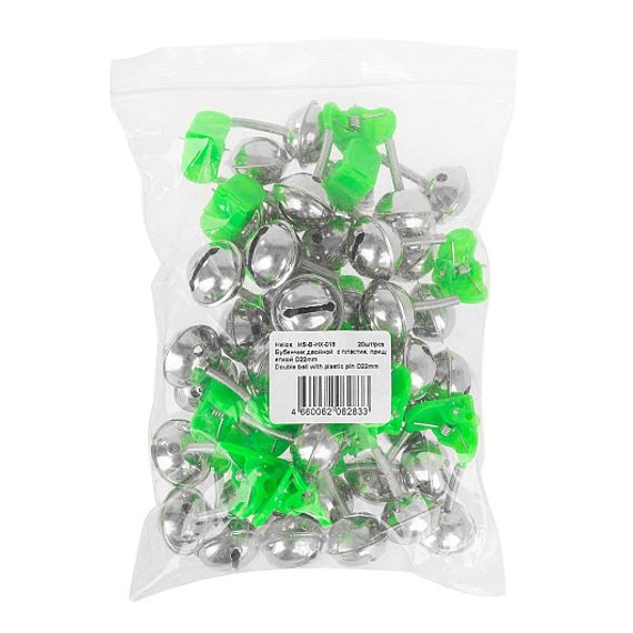 Бубенчик двойной с пластик. прищепкой D22mm (HS-B-HX-018) Helios