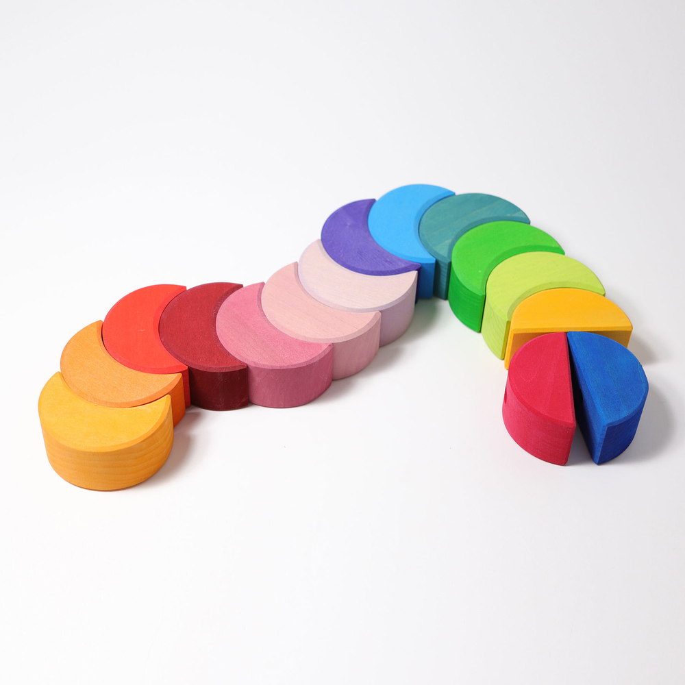 Деревянная пирамидка балансир "Лунные домики", 16 деталей