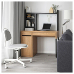 Письменный стол с ящиками - IKEA MICKE, 105х50 см, имитация дуба/черный, МИККЕ ИКЕА