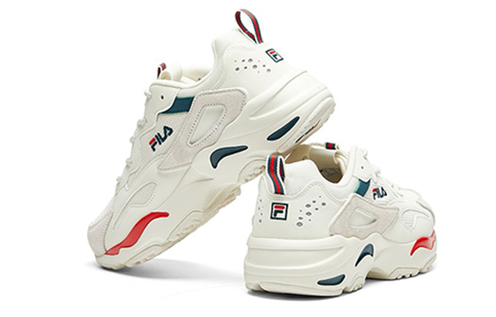 FILA Tracer fabric is comfortable and versatile, non-slip, breathable, low-cut daddy shoes, women's slightly white