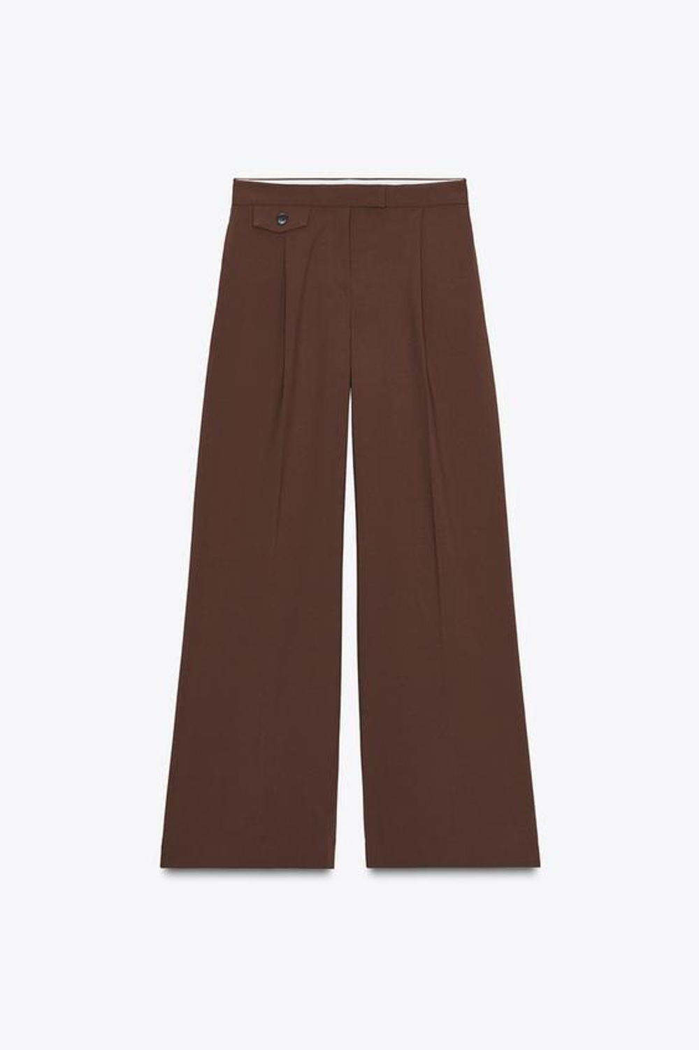 ZARA ШИРОКИЕ БРЮКИ С ЗАЩИПАМИ, КОРИЧНЕВЫЙ