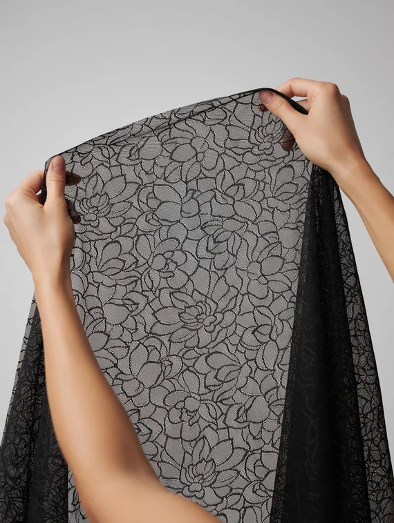 Сетка эластичная, Цветок Лотоса, черный 170