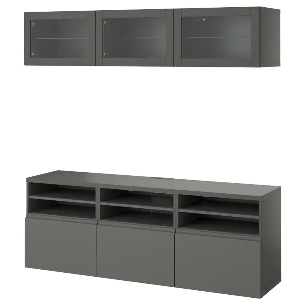 Комбинация для хранения ТВ - IKEA BESTÅ/BESTA, 192x42x180см, серый, БЕСТО ИКЕА