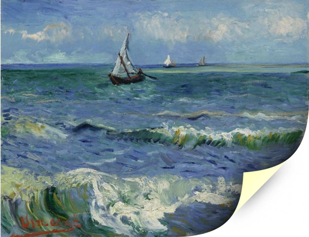 Картина для интерьера Морской пейзаж в Сент-Мари, Ван Гог, печать на холсте Настене.рф