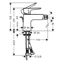 Смеситель для биде Hansgrohe Talis E 71720000 с донным клапаном