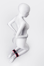 Красно-черные велюровые оковы Anonymo (Цвет: красный с черным)