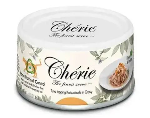 Pettric Cherie Hairball влажный корм для кошек (тунец с хлопьями копченого тунца) в подливе 80 гр