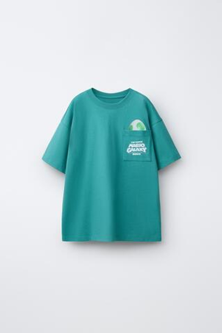 ZARА ФУТБОЛКА YOSHI SUPER MARIO BROS ™ © NINTENDO, ЗЕЛЕНОВАТО-СИНИЙ