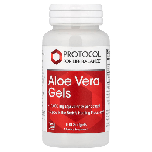 Protocol for Life Balance, Гели с алоэ вера, 10 000 мг, 100 капсул