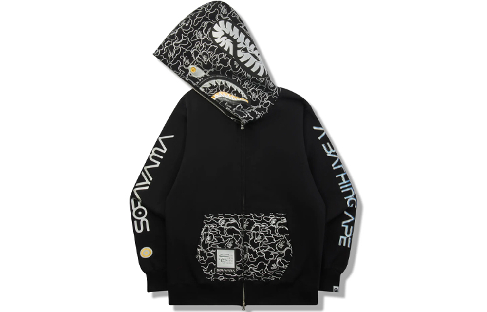 A Bathing Ape X Hajime Sorayama Shark Full Zip Худи черный
