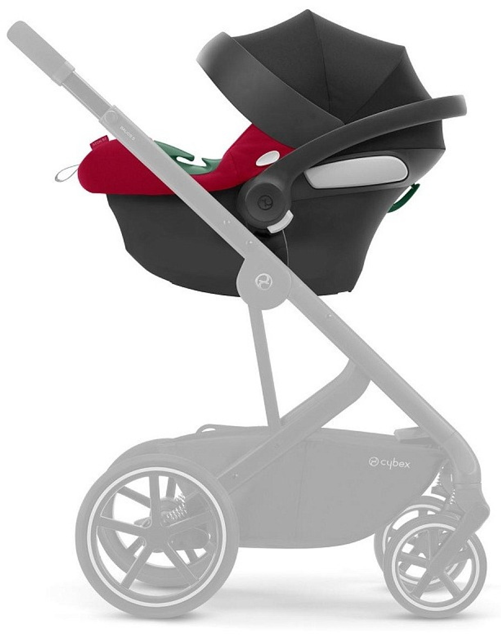 Коляска Cybex Balios S Lux TPE complete Aton B2 Dynamic Red Base One 4 в 1 Chocolate Brown с дождевиками