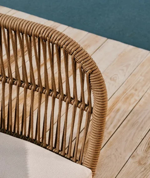 Трехместный уличный диван Catalina, бежевый корд, массив акации