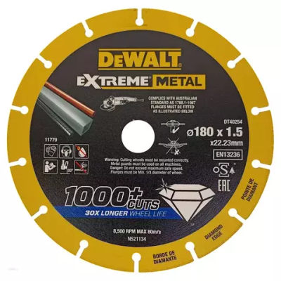 DeWalt, DT40254, Диск алмазный, 180x22.23x1.5 мм, желтый