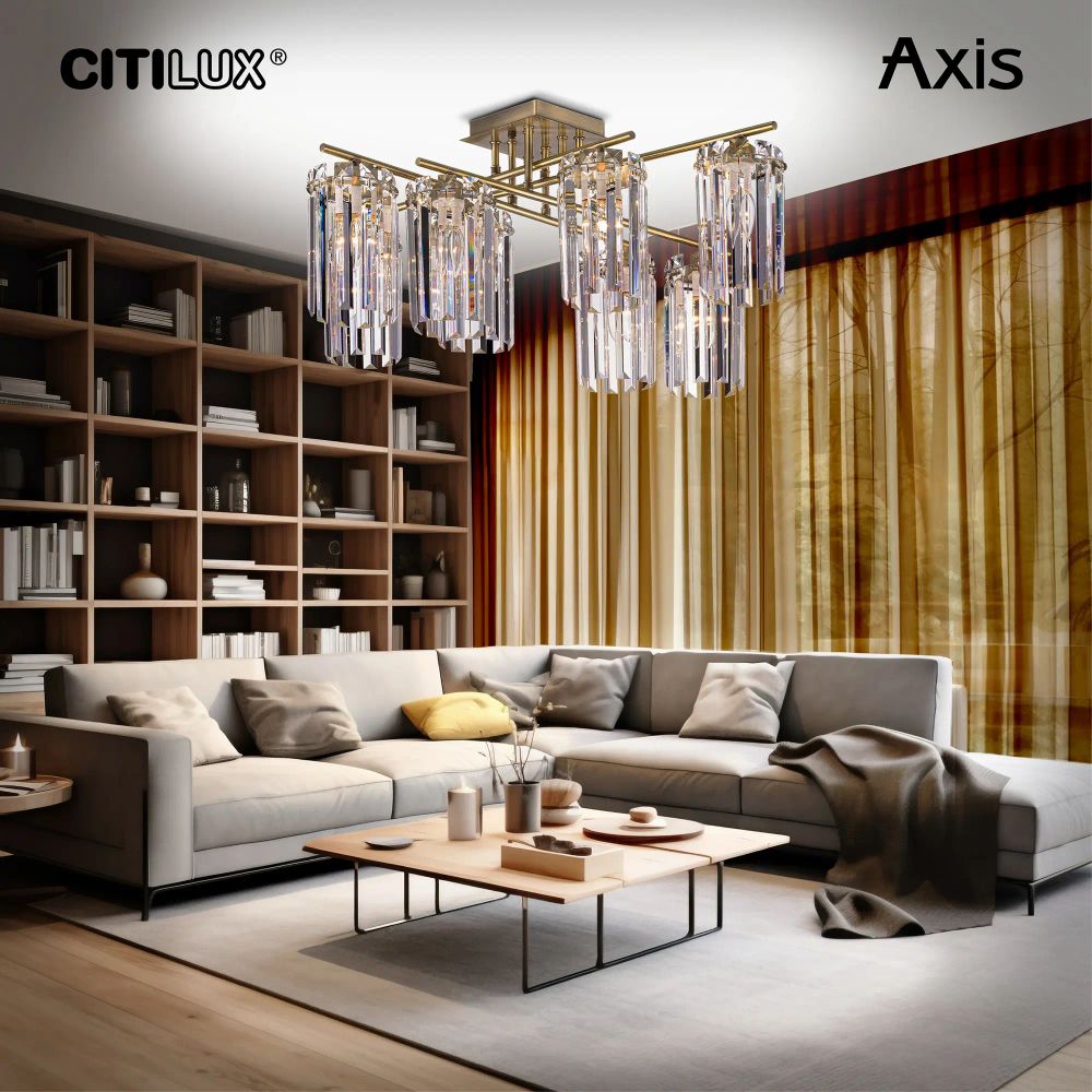 Citilux AXIS CL313283 Люстра хрустальная потолочная Бронза