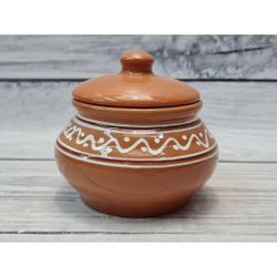 Горшок 250 мл d 8 см h7 см с крышкой "Псковский" керамика ПГ [1]