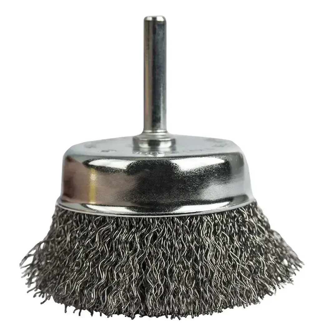 Кордщетка для дрели чашеобразная мягкая ПРАКТИКА 75 мм, хвост 6 мм