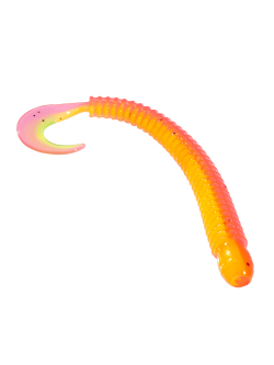 Приманка ZUB-WORM-ZANDER 135мм(5,3")-5шт, (цвет 023) розовый верх-желтый низ