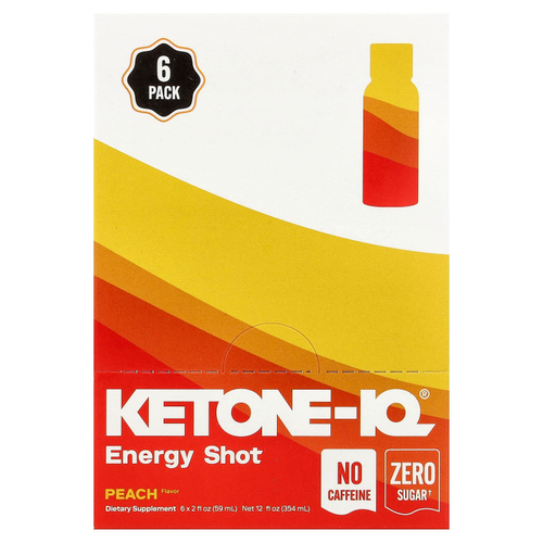 Ketone-IQ, Energy Shot, персик, 6 флаконов по 59 мл (2 жидк. унции)