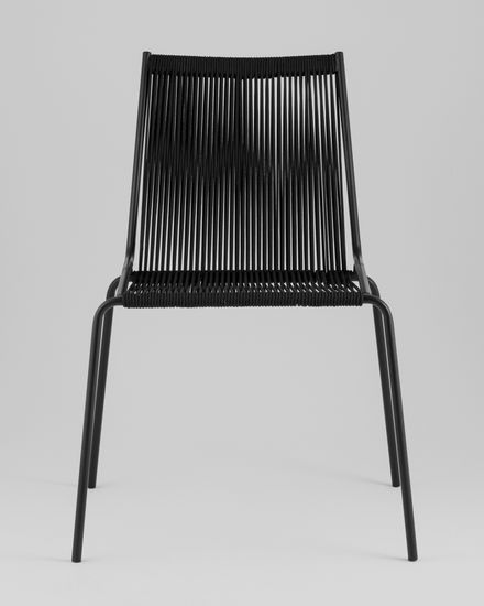 Стул уличный обеденный Lion черный из металла и шнура