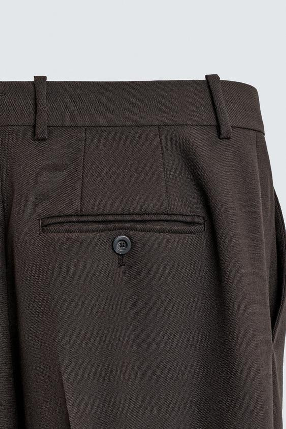 ZARA БРЮКИ ИЗ 100% ШЕРСТИ С ЗАЩИПАМИ, КОРИЧНЕВЫЙ