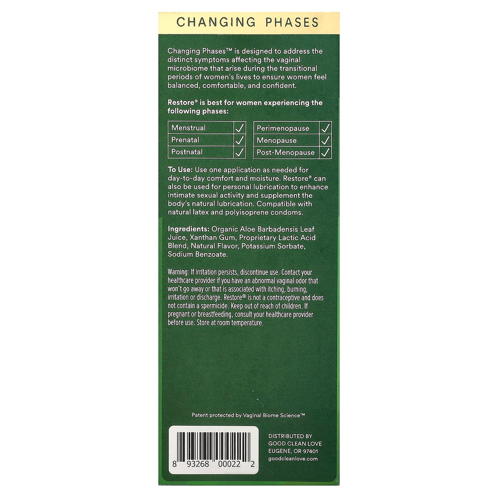 Good Clean Love, Restore®, увлажняющий вагинальный гель, 59 мл (2 жидк. унции)