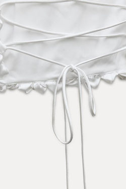 ZARA ОБЪЕМНЫЙ АТЛАСНЫЙ ТОП, БЕЛЫЙ