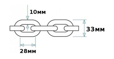Цепь якорная оцинкованная 10 мм, DIN766