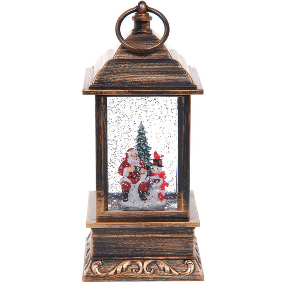 Сувенир с подсветкой «Новогодняя ночь» 10,5*10,5*23,5 см, мелодия, подсветка, эффект снегопада (работает от 3*АА, USB)