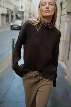 ZARA МЯГКИЕ ШИРОКИЕ БРЮКИ, ТЕМНЫЙ СЕРО-КОРИЧНЕВЫЙ