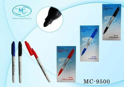 Маркер перм. 1мм. черный, наконечник овальный, корпус-серый (Basir)