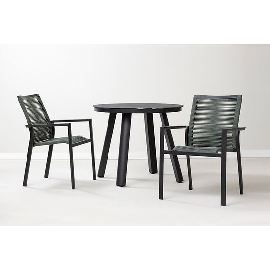 Стул уличный Ronald серо-зеленый из металла и шнура