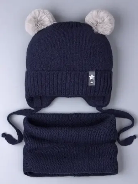 Шапка для мальчика зимняя вязаная и снуд