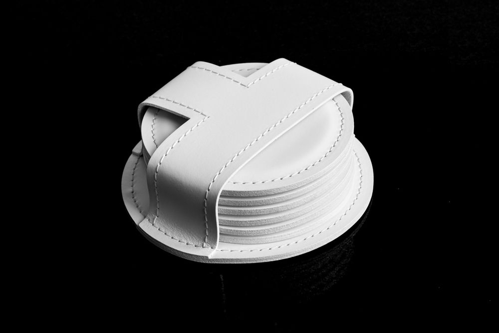 Набор костеров (6 шт)  из кожи цвет БЕЛЫЙ