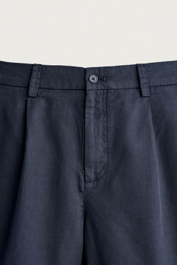 ZARA ШОРТЫ СО СКЛАДКАМИ REGULAR FIT, МОРСКОЙ СИНИЙ