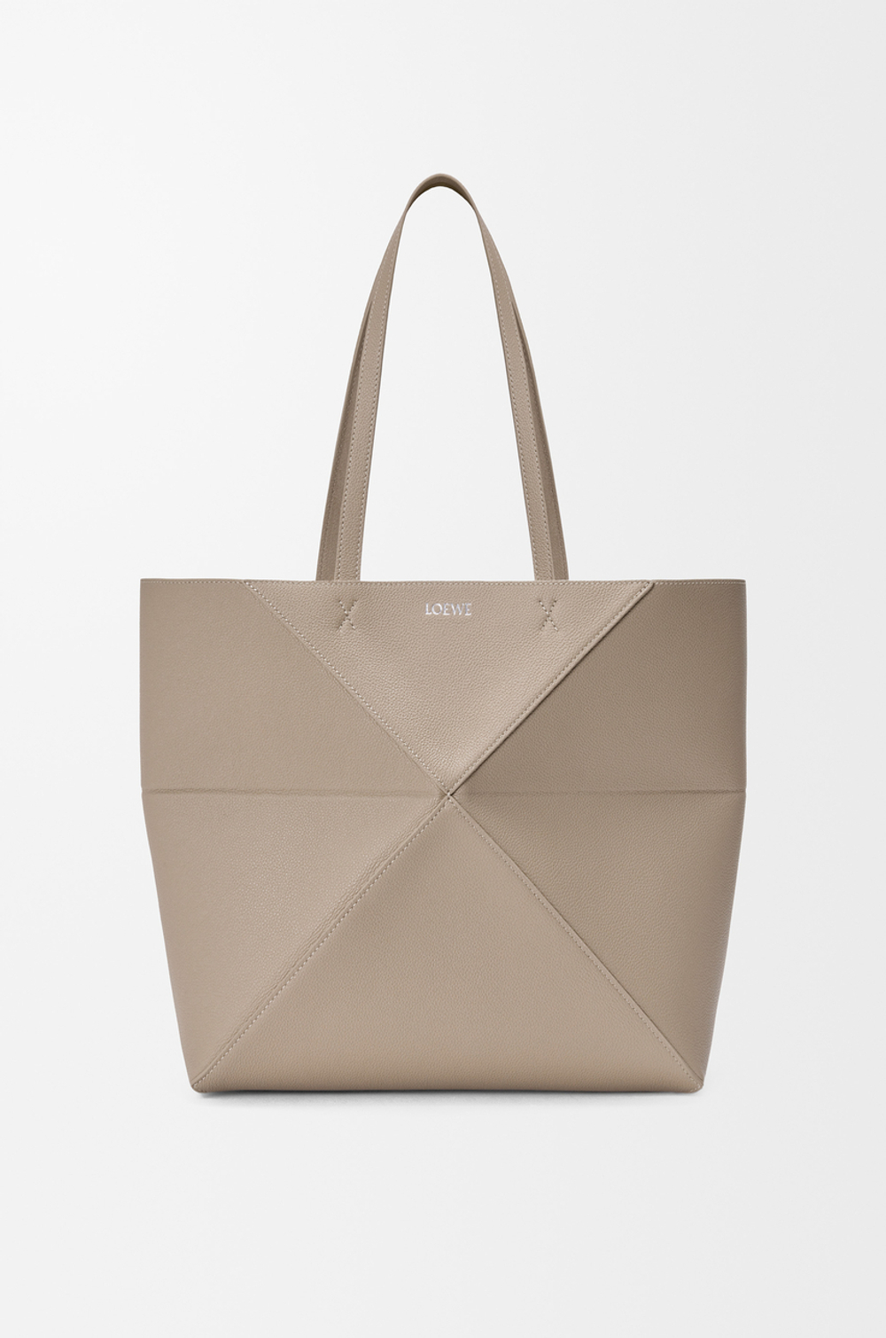 Loewe Средняя сумка-тоут Puzzle Fold из мягкой зернистой телячьей кожи, цвет глины