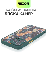 Чехол BROSCORP для Apple iPhone 13 Pro оптом (арт. IP13PRO-ST-TPU-DARKGREEN-PRINT)