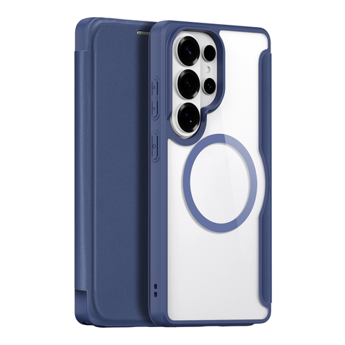 Чехол книжка синего цвета с MagSafe для Samsung Galaxy S26 Ultra, серия Skin X Pro Series от Dux Ducis