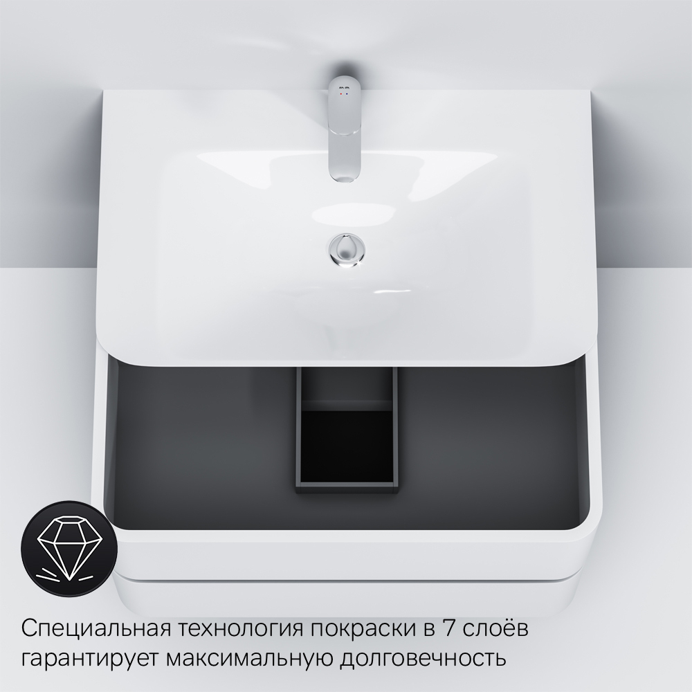 M30FHX0802WG Sensation, База под раковину, подвесная, 80 см, ящики, белый, глянцевая, шт