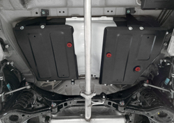 Защита топливного бака АвтоБроня для Jetour X50 МКПП, РКПП FWD 2024-н.в., рынок РФ, сталь 1.5 мм, с крепежом, штампованная, 111.00966.1