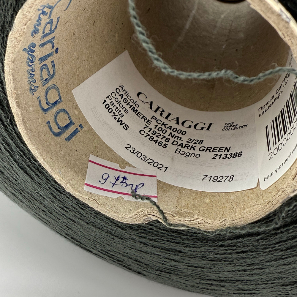 Пряжа Cariaggi Cashmere 100, 2/28 (100% кашемир),1400 м/ 100 гр, темно-зеленый