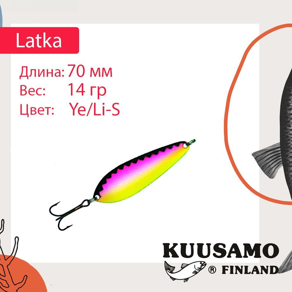 Блесна колебалка Kuusamo Latka 70/14 BLU/R-S